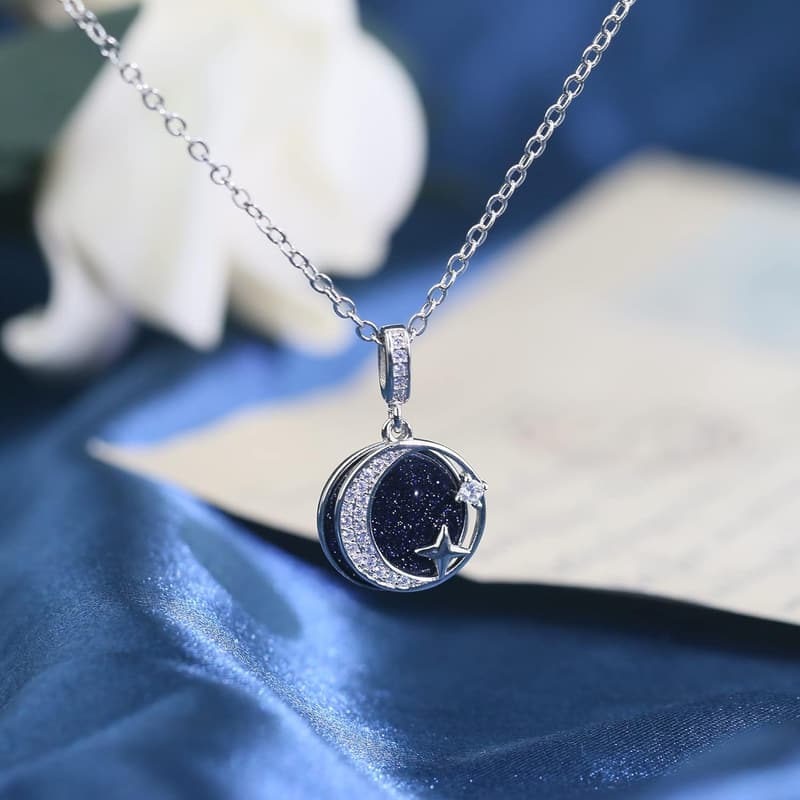 Bonus Daughter Silver Moon Star Necklace from Stepmom