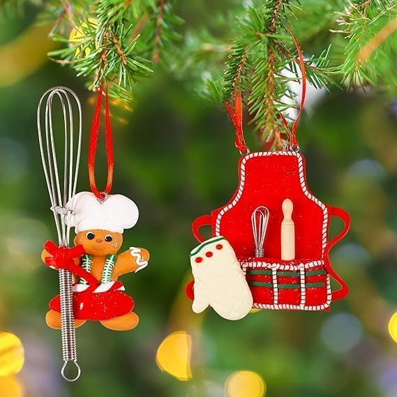 Gingerbread Christmas Tree Ornaments & Apron Set for Kids