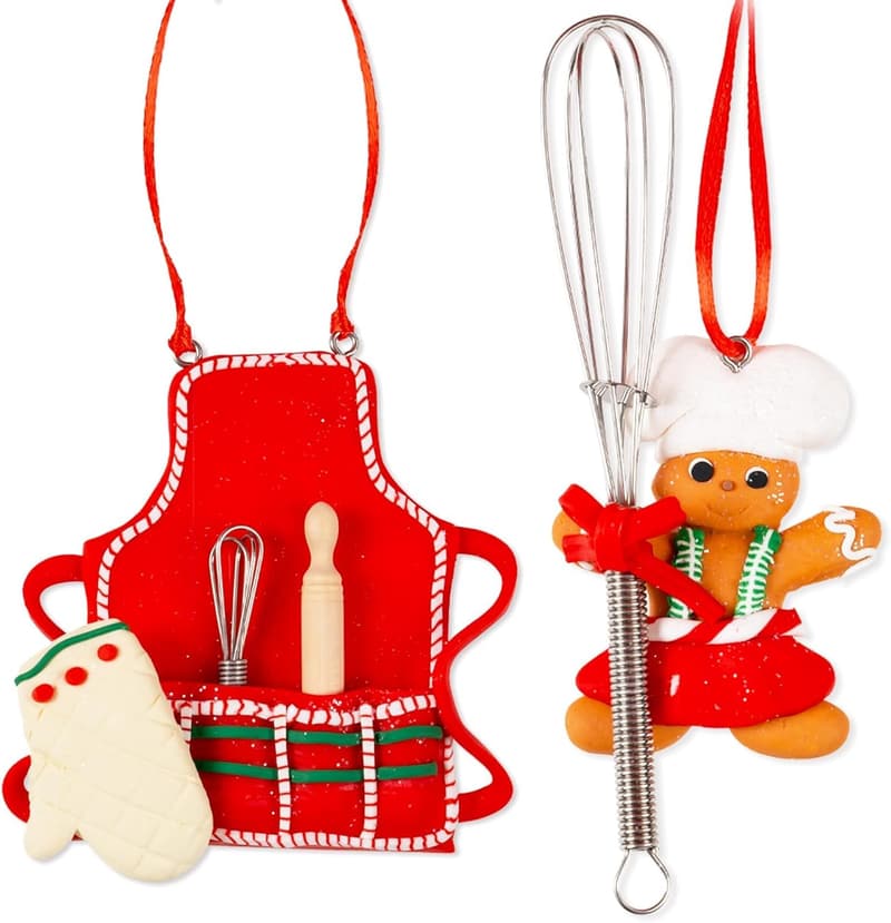 Gingerbread Christmas Tree Ornaments & Apron Set for Kids