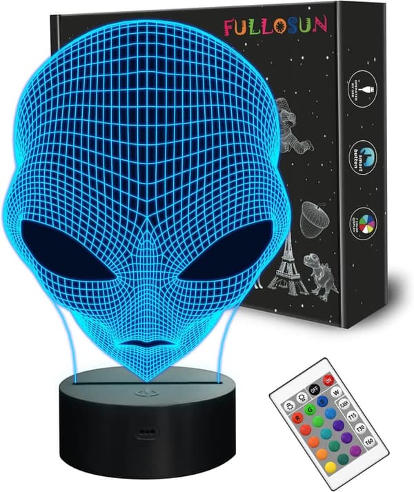 Alien 3D Night Light Lamp with Remote - 16 Color Home Decor