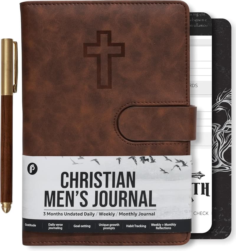 Christian Bible Prayer Journal for Men - Leather Daily Devotional