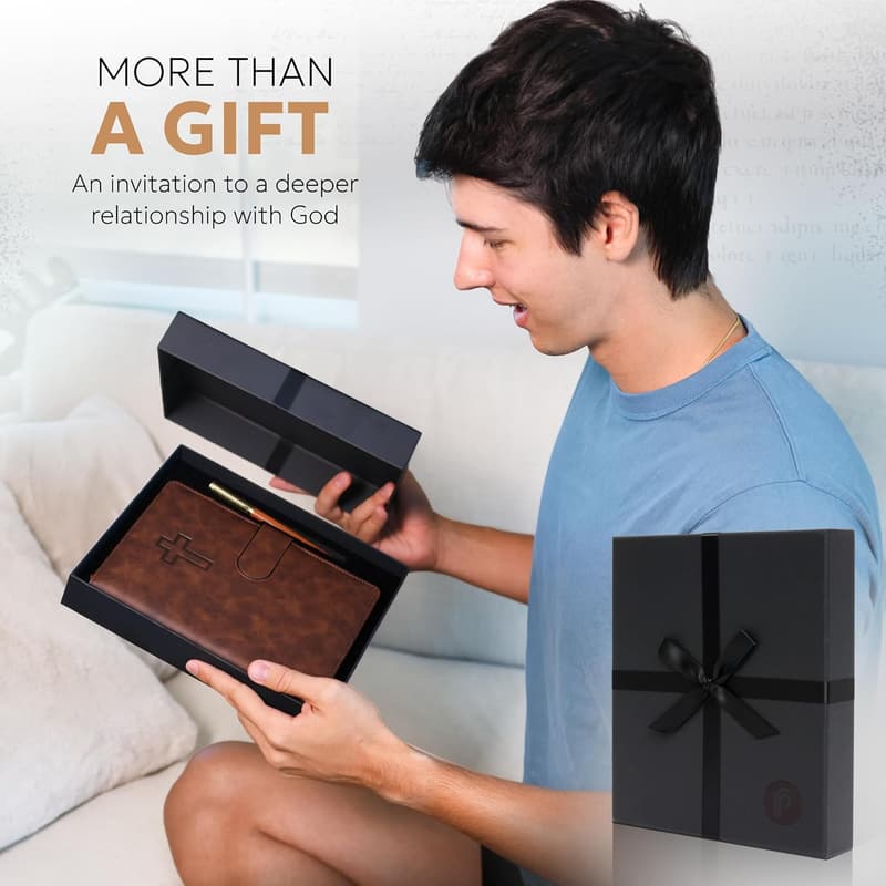 Christian Bible Prayer Journal for Men - Leather Daily Devotional