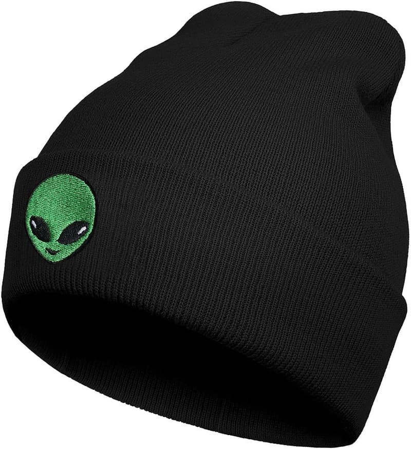Funny Black Alien Embroidered Beanie for Men & Women