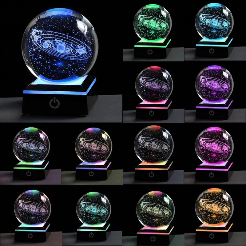 3D Solar System Crystal Ball - Unique Astronomy Gift for Him