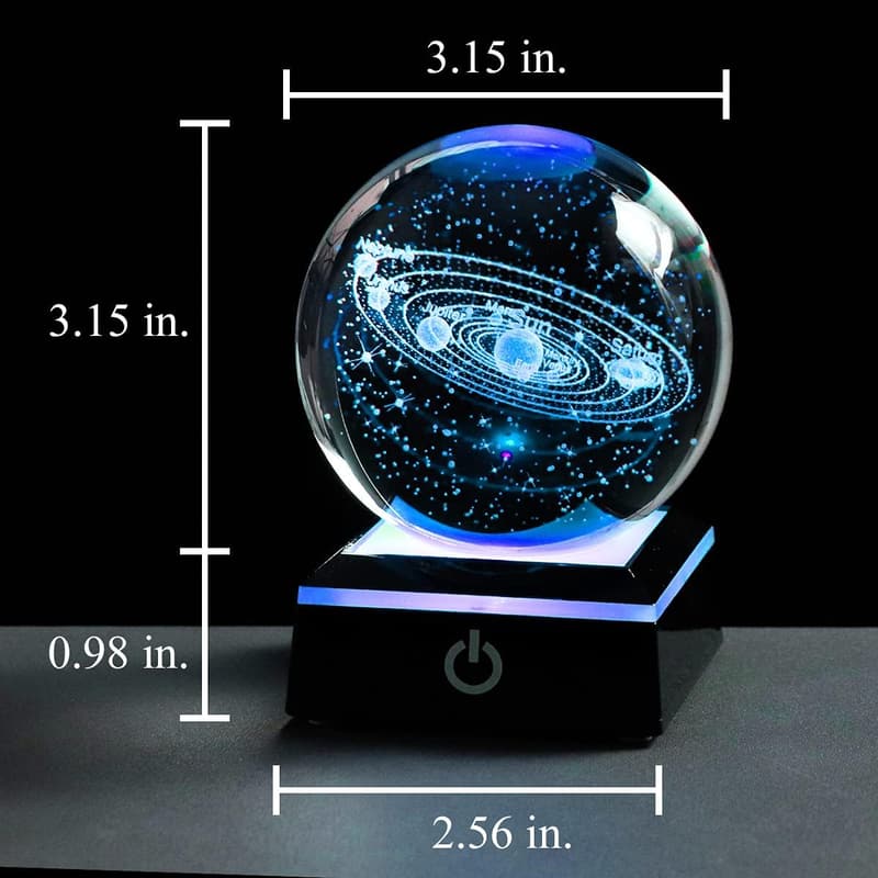 3D Solar System Crystal Ball - Unique Astronomy Gift for Him