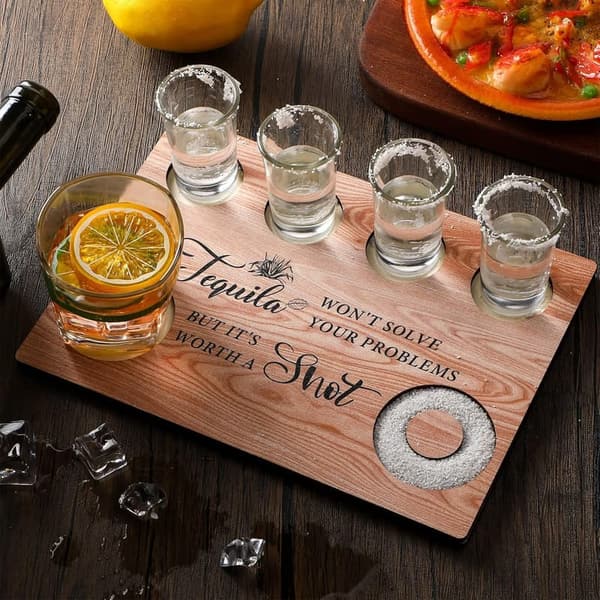 Tequila Shot Board with Glass Holder - Perfect for Housewarming Parties