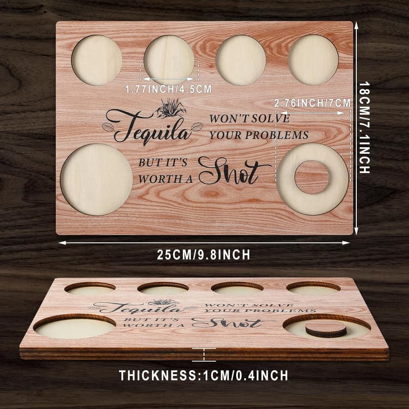 Tequila Shot Board with Glass Holder - Perfect for Housewarming Parties