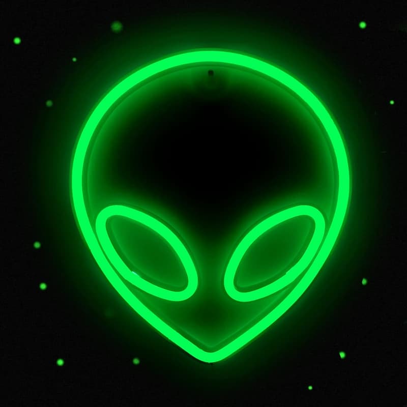 Cool Green LED Alien Neon Sign - USB/Battery Operated Wall Decor