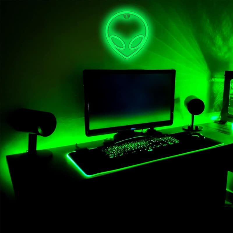Cool Green LED Alien Neon Sign - USB/Battery Operated Wall Decor