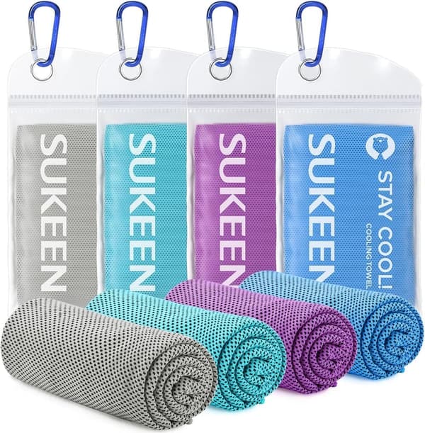 Cooling Towel Set - 4 Pack Soft Microfiber for Sports & Yoga