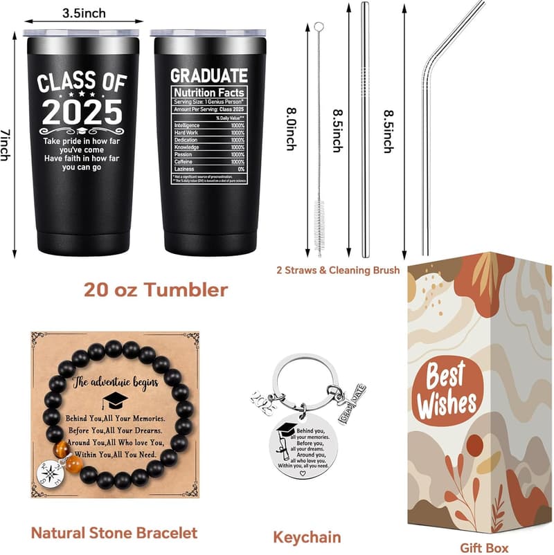 2025 Graduation Tumbler Cup for Him - Congratulations Gift