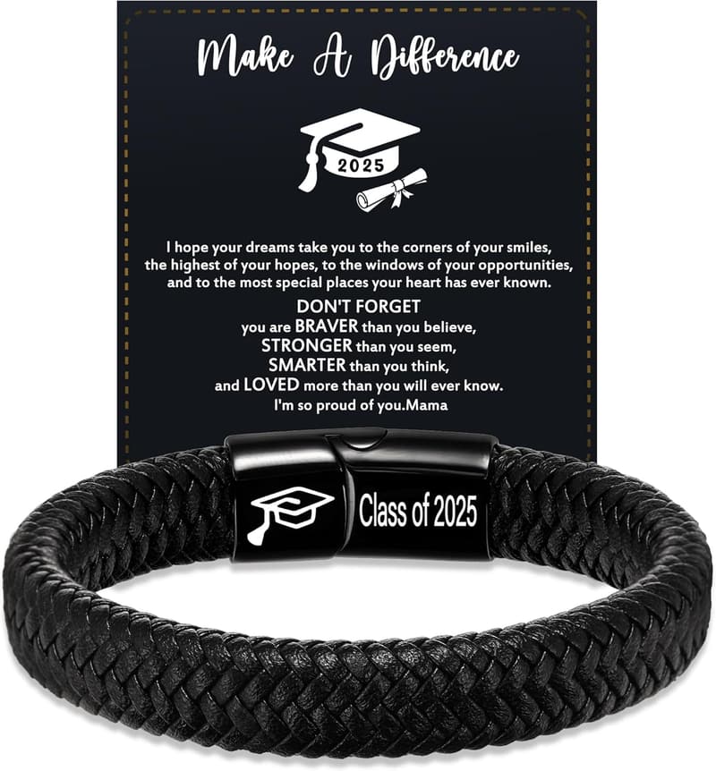 I Love You Engraved Leather Bracelet for Him