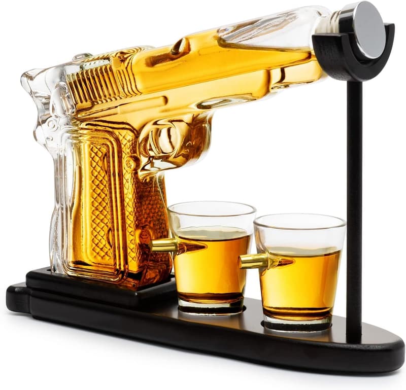 Unique Whiskey Gun Decanter Set for Men - Personalized Gift