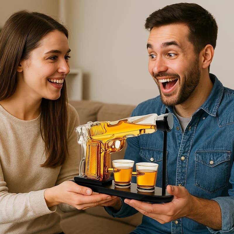 Unique Whiskey Gun Decanter Set for Men - Personalized Gift