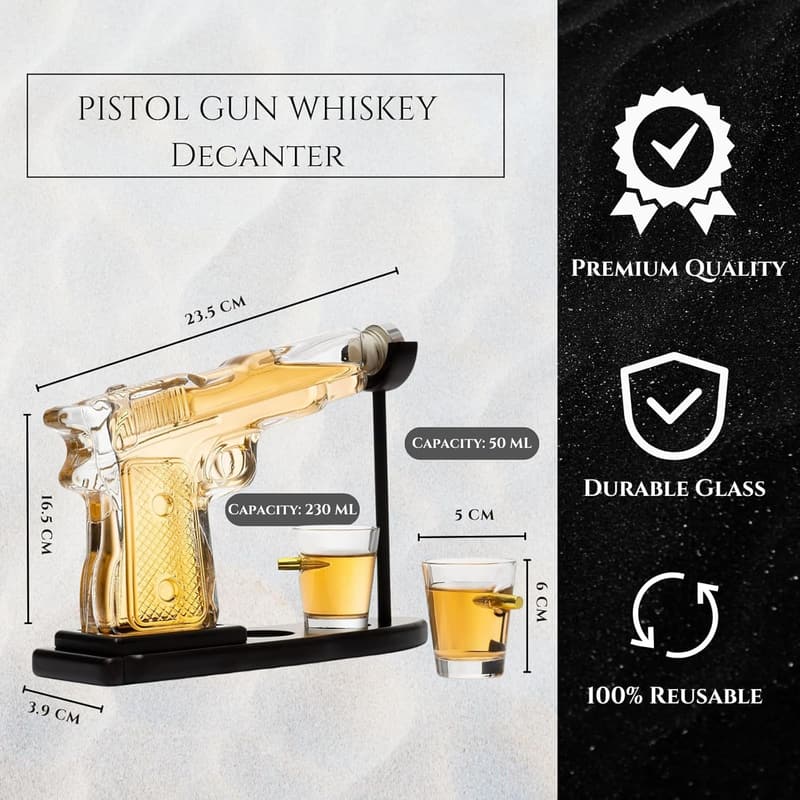 Unique Whiskey Gun Decanter Set for Men - Personalized Gift