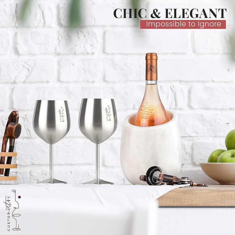 Marble Wine Chiller Bucket – 750ml Cooler with Gift Box