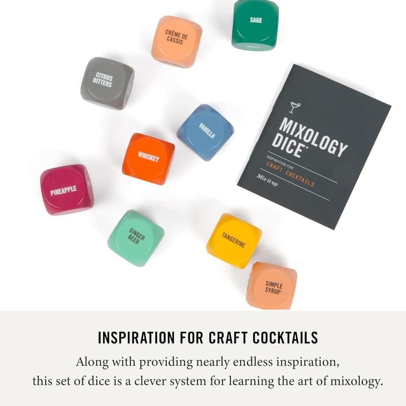 Craft Cocktail Mixology Dice Set with Recipe Booklet - 9 Dice