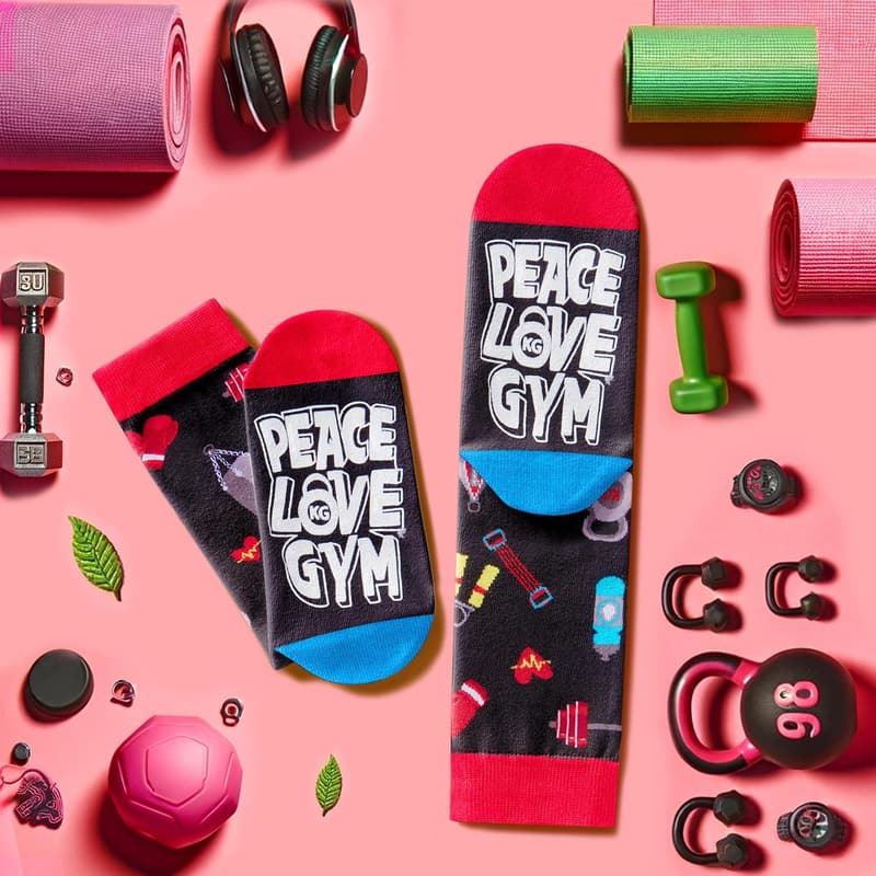 Funny Gym Socks for Men and Women - Weed & Yoga Theme