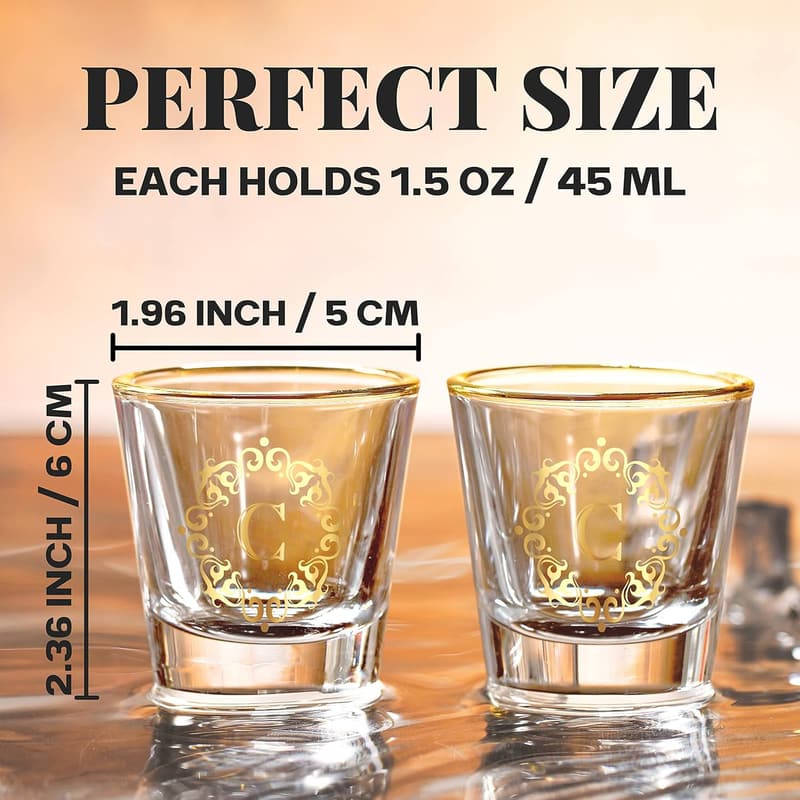 Custom Shot Glass Set for Vodka & Whiskey Lovers, Initial A
