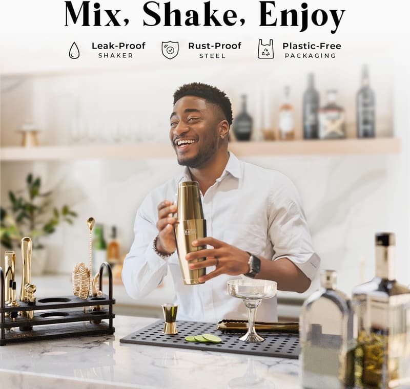 14-Piece Mixology Bartender Kit with 35 Recipes - Home Bar Set