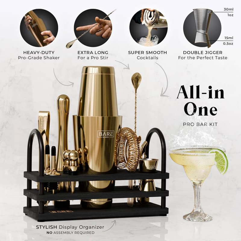 14-Piece Mixology Bartender Kit with 35 Recipes - Home Bar Set