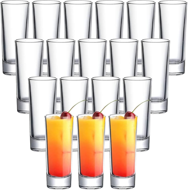 Elegant Clear 2 oz Shot Glasses - 18 Pack for Parties & Gifts