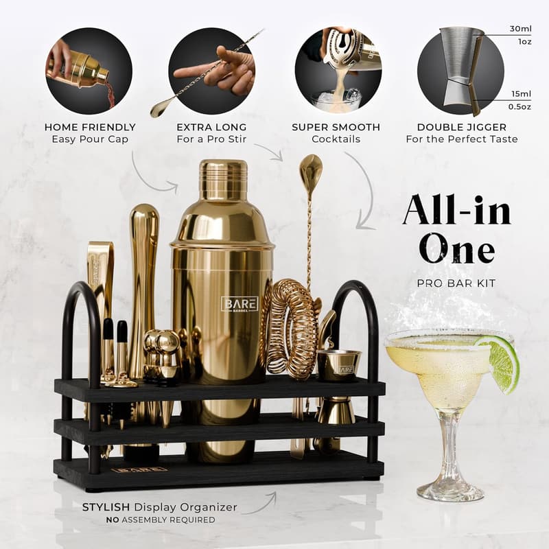 14-Piece Mixology Bartender Kit with Recipe Cards