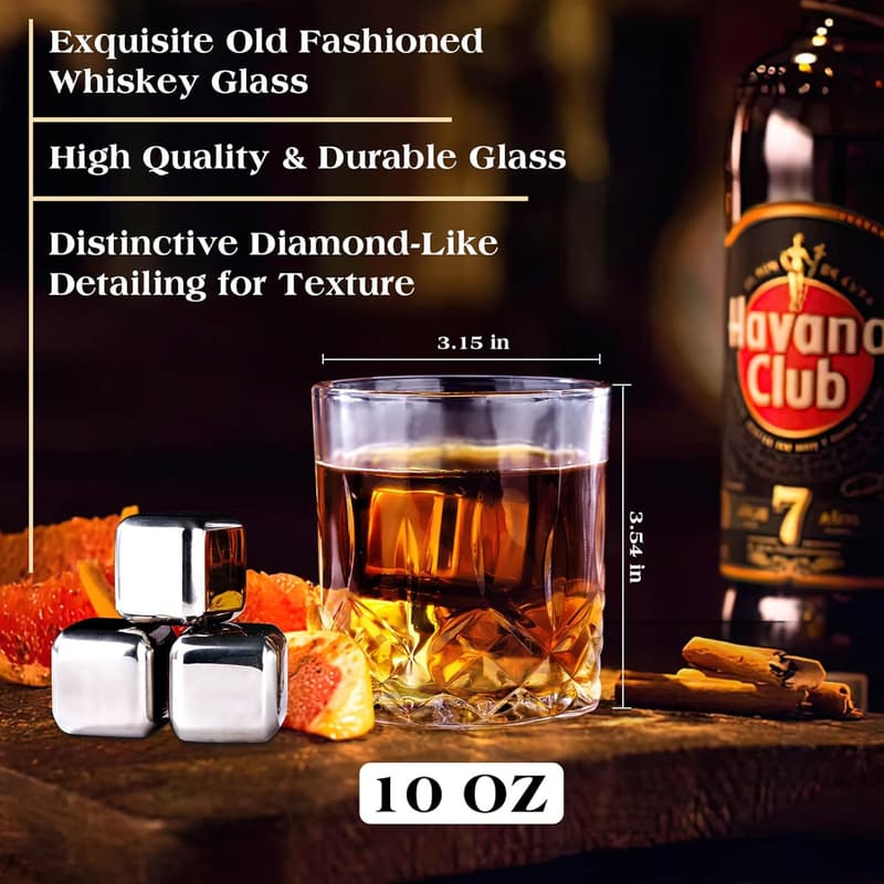Birthday Whiskey Glasses Set with Engraved Box & Cooling Stones
