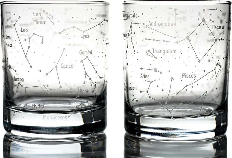 Astronomy Constellations Whiskey Glass Set – 10 Oz Tumblers (Set of 2)
