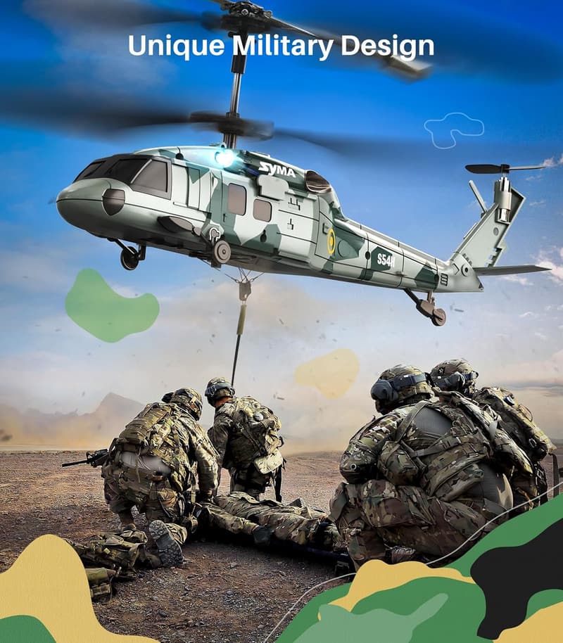 Kids' RC Military Helicopter with One-Key Start & Altitude Hold