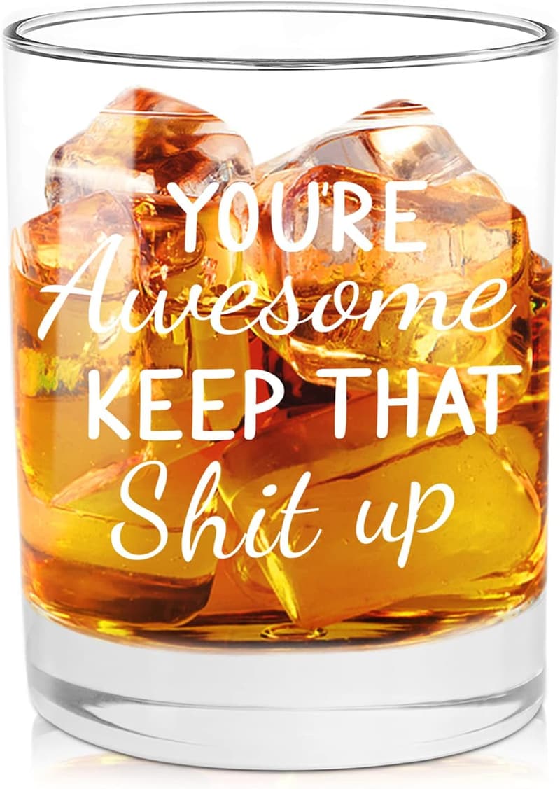 Funny Whiskey Glasses – Unique Birthday Gifts for Men & Women, 11 oz