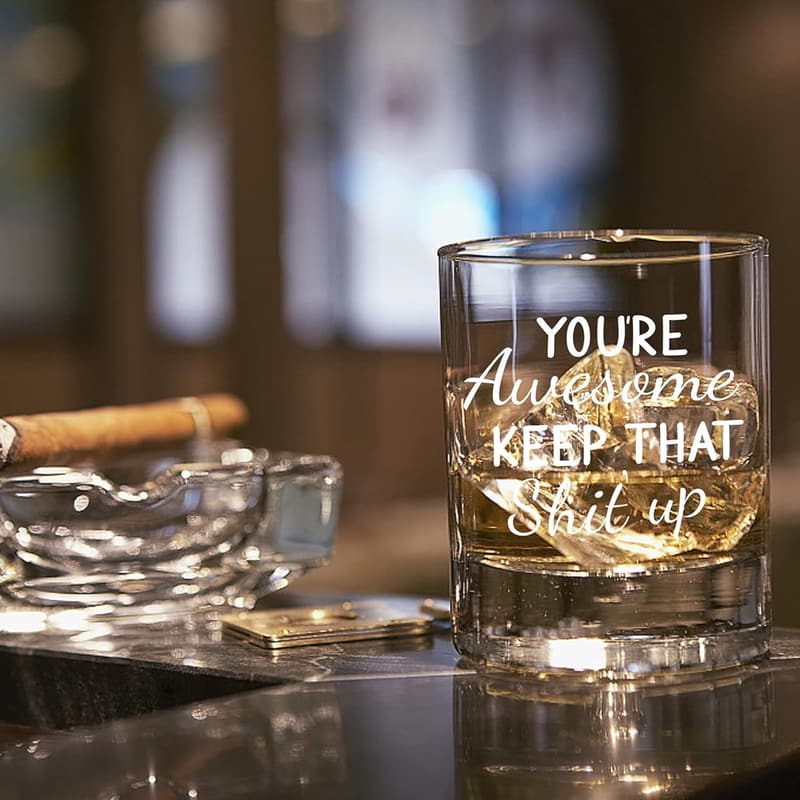 Funny Whiskey Glasses – Unique Birthday Gifts for Men & Women, 11 oz