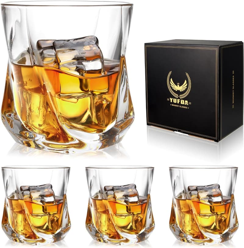 Luxury Square Bottom Whiskey Glass Set of 4 - 10 oz