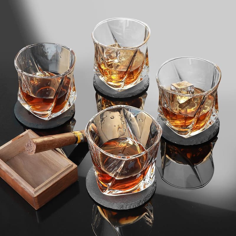 Luxury Square Bottom Whiskey Glass Set of 4 - 10 oz
