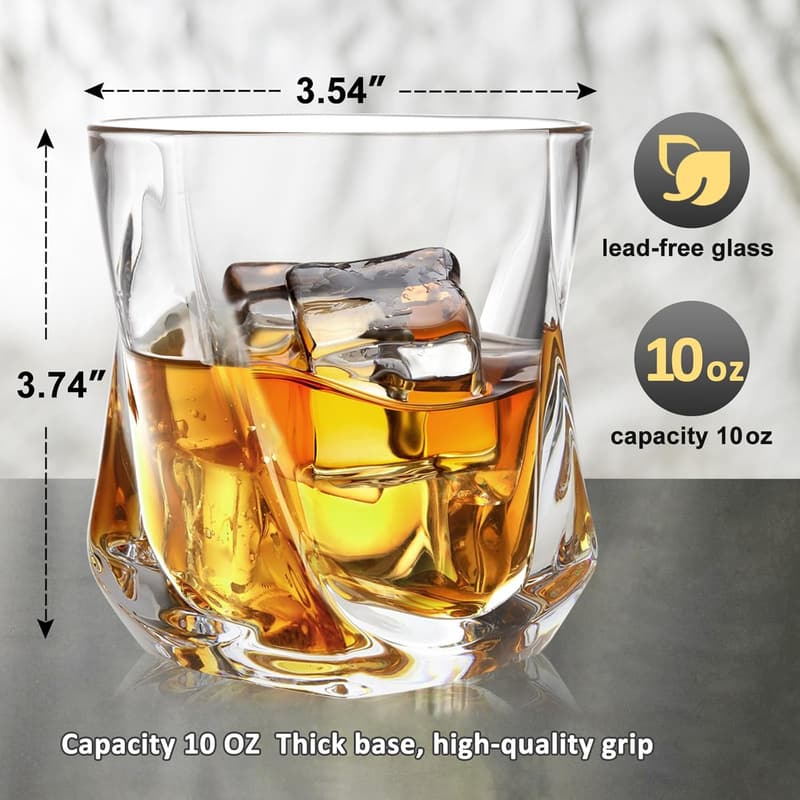 Luxury Square Bottom Whiskey Glass Set of 4 - 10 oz