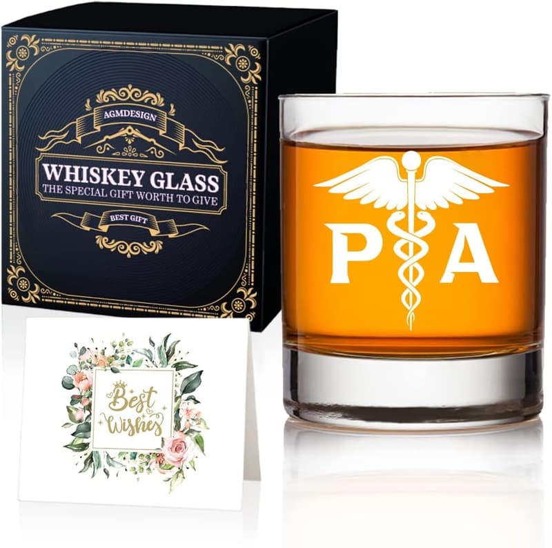 Graduation Gift for Physician Assistants - Funny Double-Sided Whiskey Glass