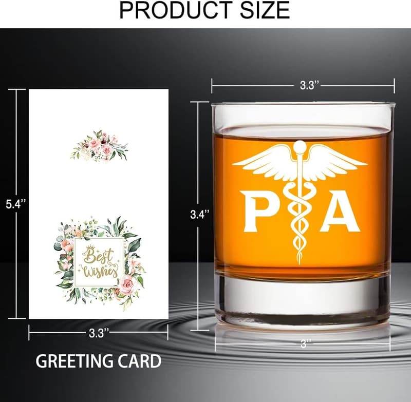 Graduation Gift for Physician Assistants - Funny Double-Sided Whiskey Glass
