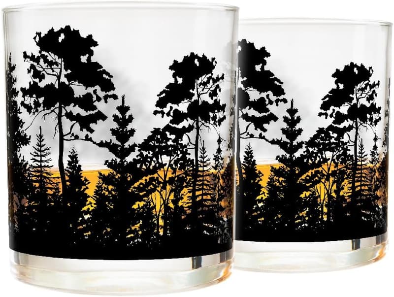 Forest Landscape Whiskey Glasses Gift Set - 10 Oz Tumbler (Set of 2)