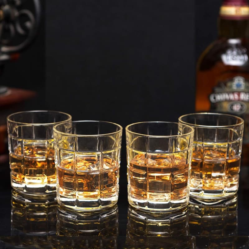 Luxury Gift Box Set of 4 Crystal Whiskey Glasses, 10 Oz