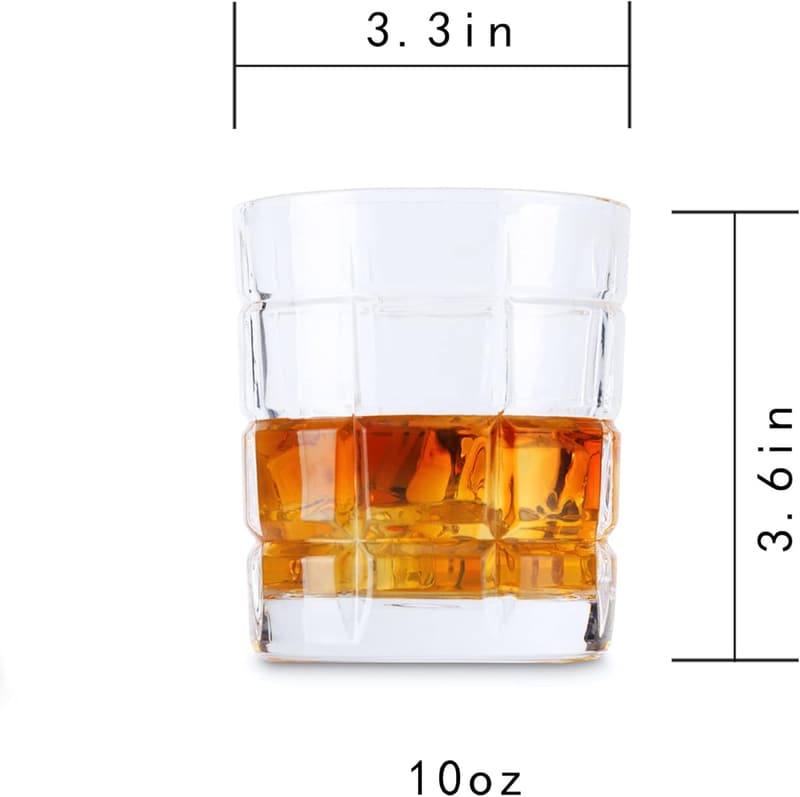 Luxury Gift Box Set of 4 Crystal Whiskey Glasses, 10 Oz