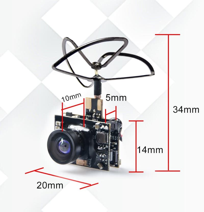 Micro FPV 600TVL Camera & Adjustable Transmitter for Mini Aircraft