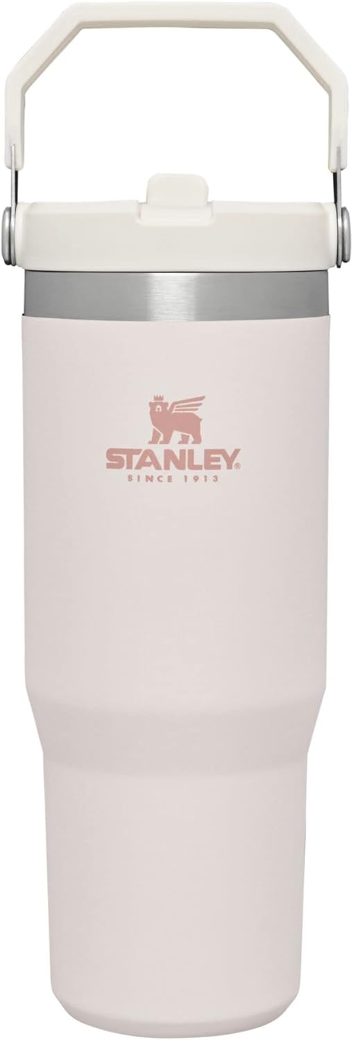 Rose Quartz Vacuum-Insulated Tumbler with Straw
