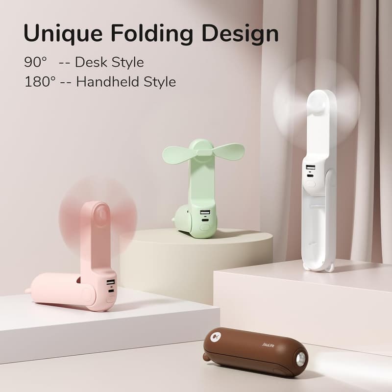 USB Rechargeable 3-in-1 Mini Handheld Fan for Travel
