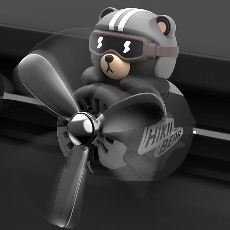Cute Bear Pilot Car Air Freshener with Rotating Propeller
