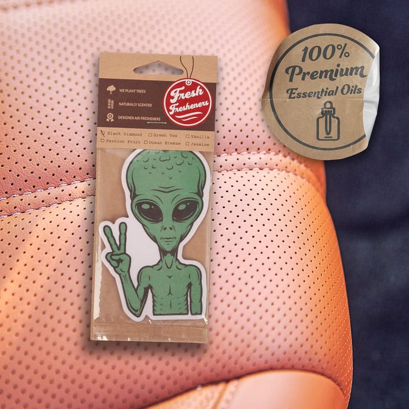 Essential Oil Peace Sign Alien Car Air Freshener Set (4-Pack)