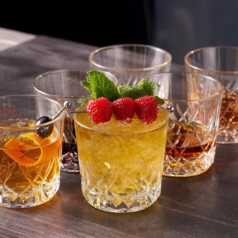 Old Fashioned Whiskey Glasses Set - 12oz Lead-Free Crystal, 6pcs