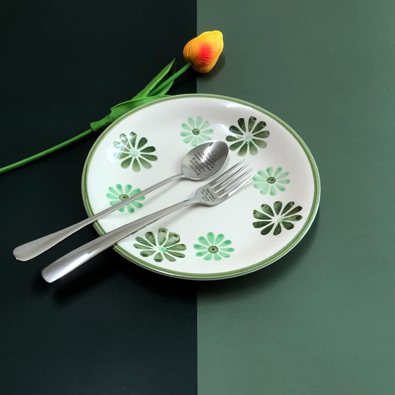 Engraved Stainless Steel Soup Spoon & Fork Set for Friends