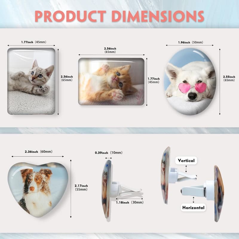 Personalized Car Vent Clips with Photo and Text