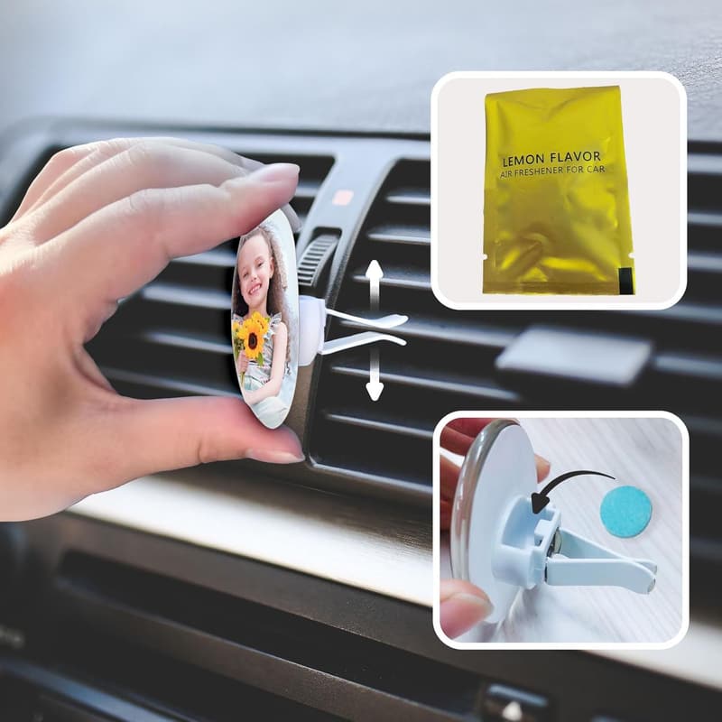 Personalized Car Vent Clips with Photo and Text