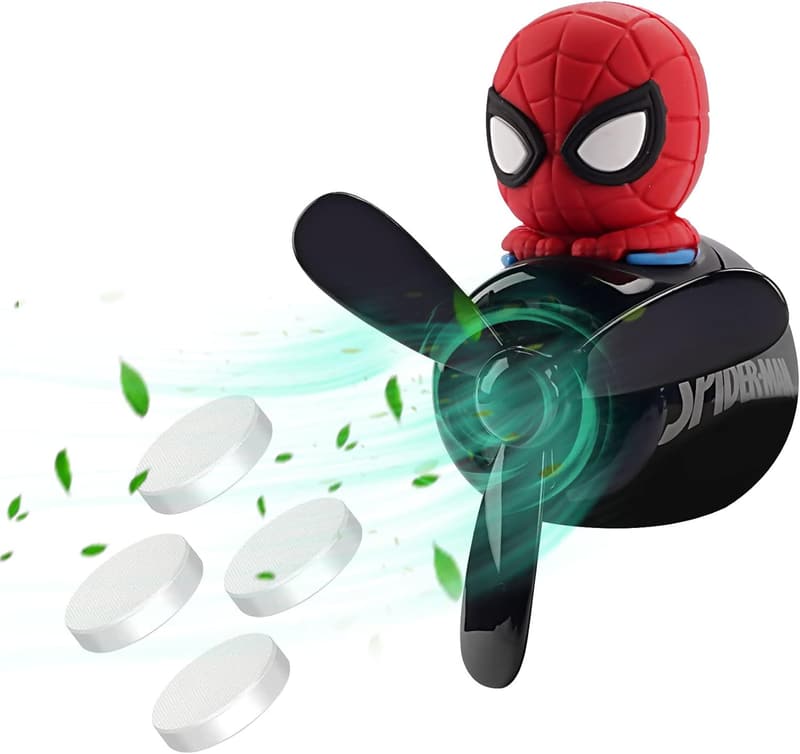 Cute Cartoon Pilot Car Air Freshener with Rotating Propeller